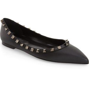 Valentino Noir Rockstud Pointed Flats 36.5